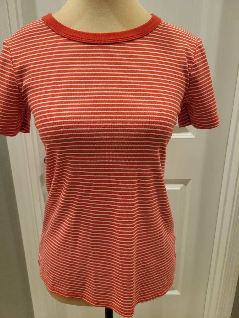 Old Navy Red and White Striped Short Sleeve Tee